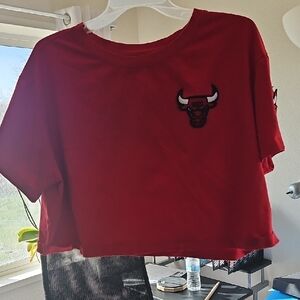 Women's Red Short Sleeve Crop Top